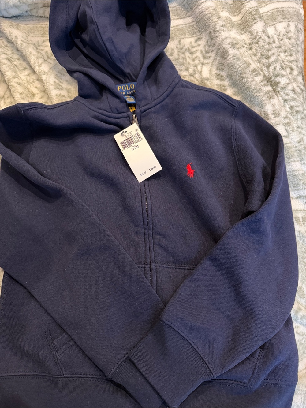Polo by Ralph Lauren Navy Zip-Up Hoodie with Red Pony